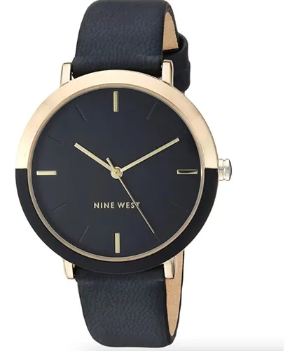 Nine West, Reloj Mujer, Nw/2346gpbk, Original Color de la correa Negro  Color del bisel Dorado/Negro Color del fondo Negro