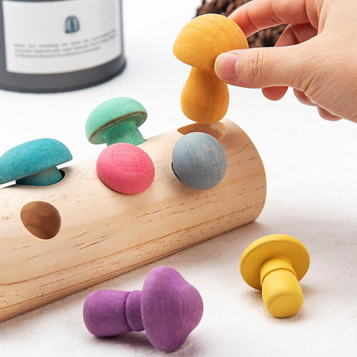 Juego De Combinación De Juguetes De Madera Para Recoger Seta