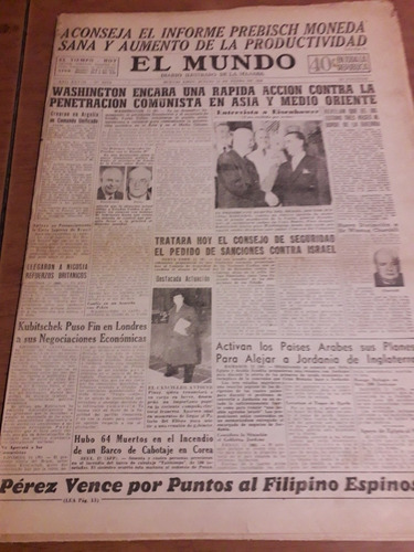 Diario El Mundo Inflacion Bahía Blanca Pascual Perez 1956