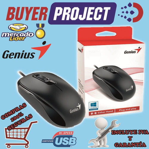 Imagen 3 de 5 de Mouse Optico Genius Dx-110 Usb 3 Botones 1000dpi 1.5m Win10
