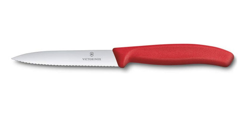 Cuchillo Verdura Dentado Color Rojo. Hoja 10 Cm. Victorinox