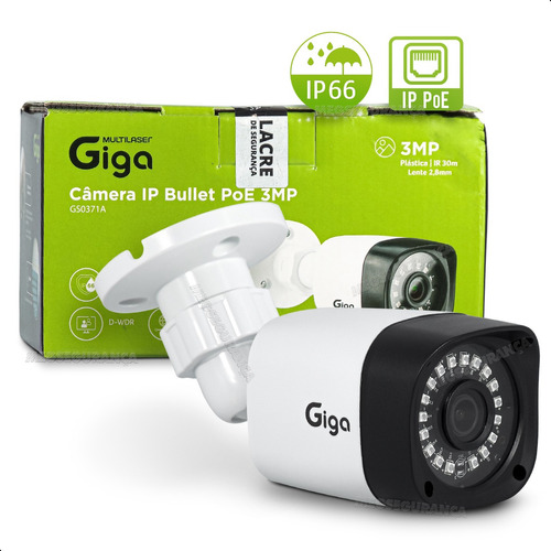 Câmera Ip Bullet Plástico Poe 3mp Full Hd 1080p Ir 30m Giga
