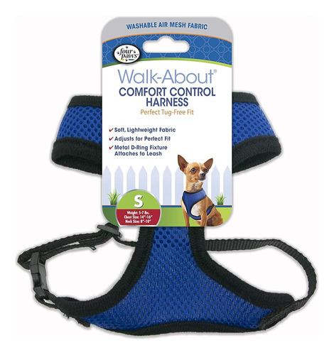 Arnés Para Perros Four Paws Comfort Control Azul Pequeño