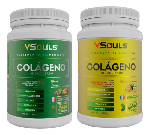 Colágeno Hidrolizado Vsouls ® Duo Sabor Arandano Y Naranja