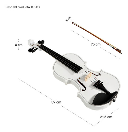 Violin 4/4 Incluye Arco Brea Estuche Acustico Blanco