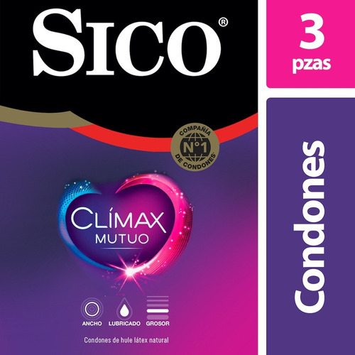 Caja de condones Sico clímax mutuo hule látex natural 3 unidades