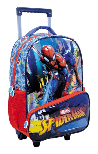 Mochila Escolar Carro Spiderman 17 Pulgadas Wabro 38232