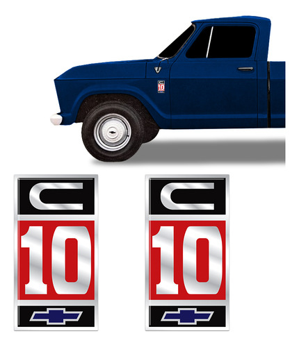 Emblema C10 Adesivo Lateral Alto Relevo Chevrolet - Par