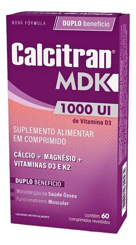 Calcitran MDK 60 Comprimidos Suplemento Cálcio Vitamina D3 K2