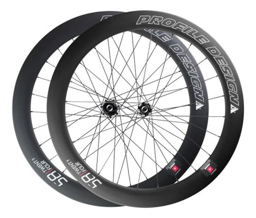 Par De Roda Profile 58 Twenty Four Full Carbon Clincher Disc Cor Preto