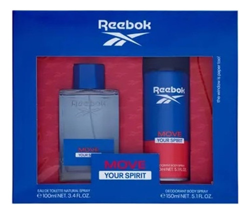 Set Reebok Move Your Spirit Eau De Toilette 150 ml Para Hombre