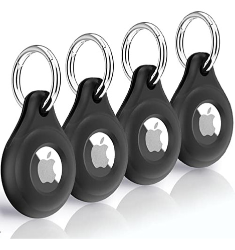 4-pack Airtag Holder For Apple Airtag,premium Black Silicon