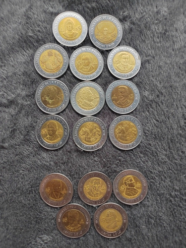 Monedas Conmemorativas De 5 Pesos Mexicanos (16 Monedas)