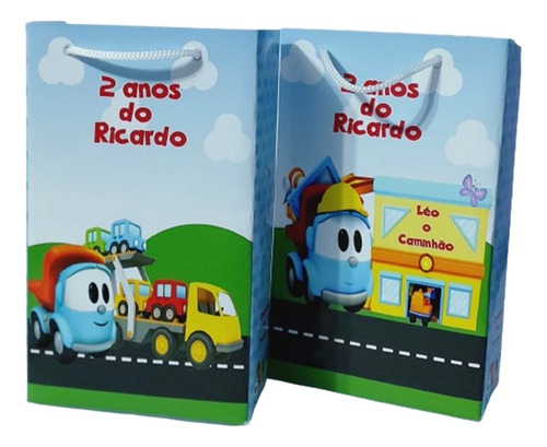 Kit Com 40 Sacolinhas Personalizadas /tema Léo O Caminhão