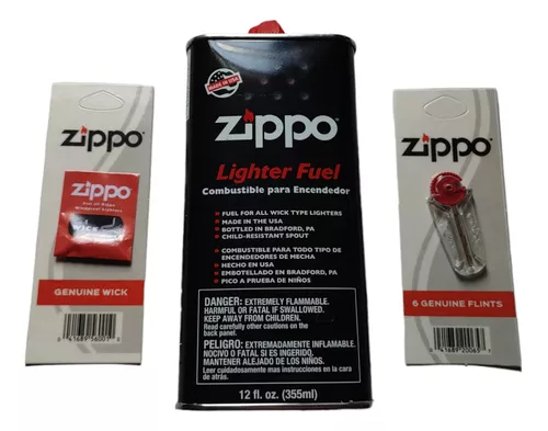 Kit Zippo Gas 355 Ml, 1 Mecha Y 6 Piedras