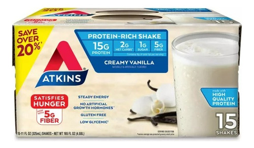 Atkins Gluten Free Shake, Creamy Vanilla, Keto 15pack