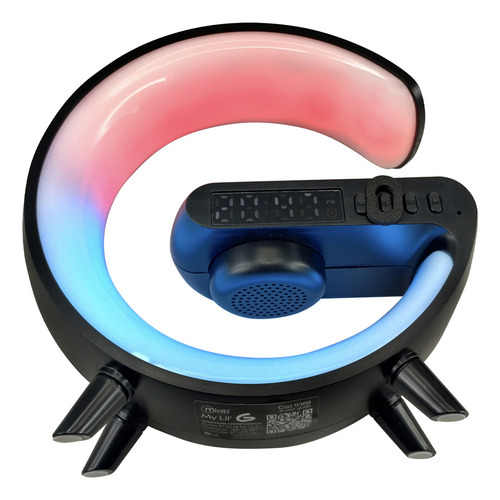 Parlante 5 En1 Cargador + Luz Rgb+ Reloj +alarma Negro Mlab