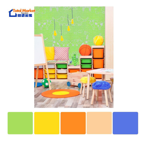 Papel Tapiz 3d Autoadherible Infantil Verde Rinde 4.5m2 Verde