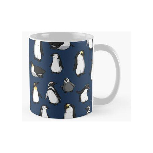 Taza Patrón De Pingüino Lindo (variante Azul Oscuro) Calidad