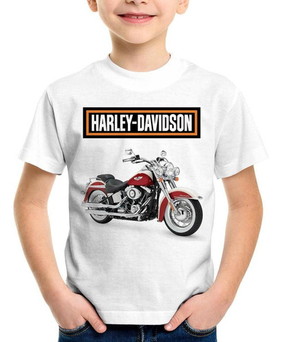 Camiseta Infantil Moto Harley Davidson Deluxe Vermelha