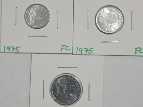 Kit Com 3 Moedas 1, 2 E 5 Centavos 1975 (fao) Flor De Cunh0
