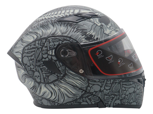 Casco Abatible R7 Unscarred Bone Demon Negrogris Mate L V158