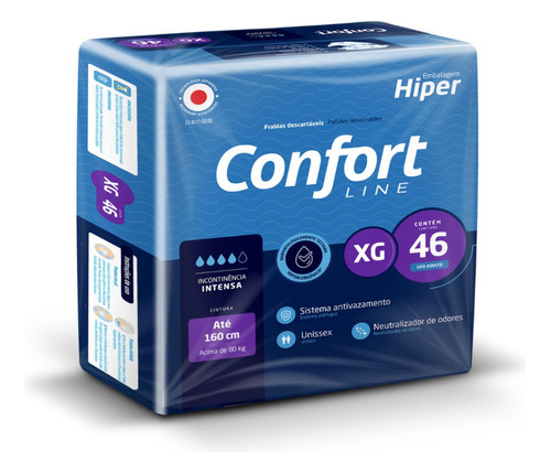  Confort Line fralda geriátrica xg adulto antivazamento 46 unidades