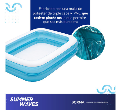 Imagen 5 de 7 de Pileta Inflable Familiar Summer Waves 496lts 200 X 150 X 51