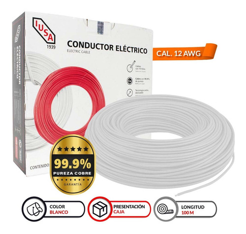 Cable Calibre 12 Thw-ls / Thhw-ls 100 M Blanco