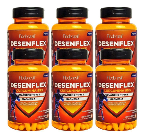 6 Desenflex Curcumina 95% Colágeno Tipo 2 E Magnésio