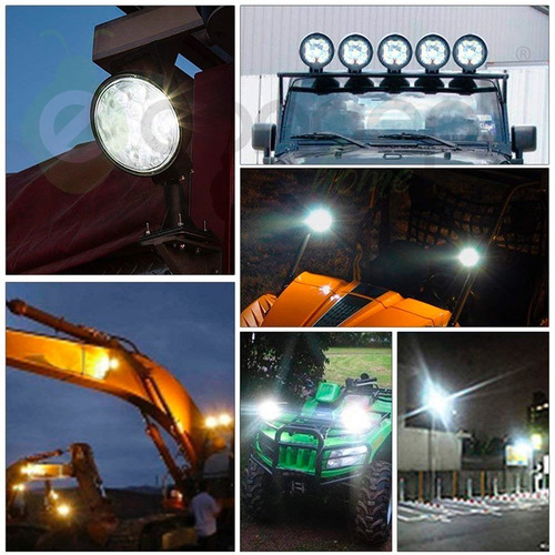 Pack X 10 Faros Reflector Led 27w Redondo 12v 24v Tractor