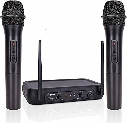 Microfono Doble Inalambrico Mano Vhf Pyle Karaoke Cantar