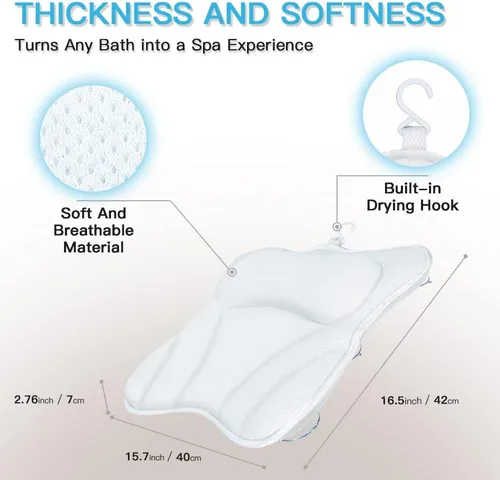 W Almohada Para Bañera Soporte Cuello Espalda Reposacabeza