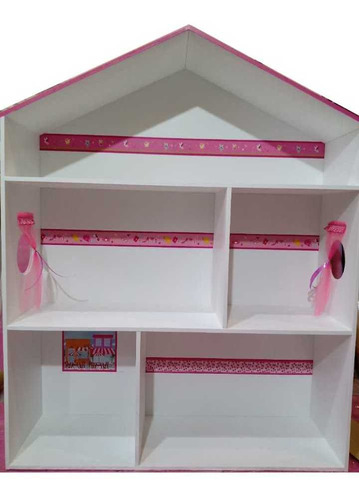 Casita De Muñecas Pintada, Con Luz, Mdf 9mm, Para Barbies.