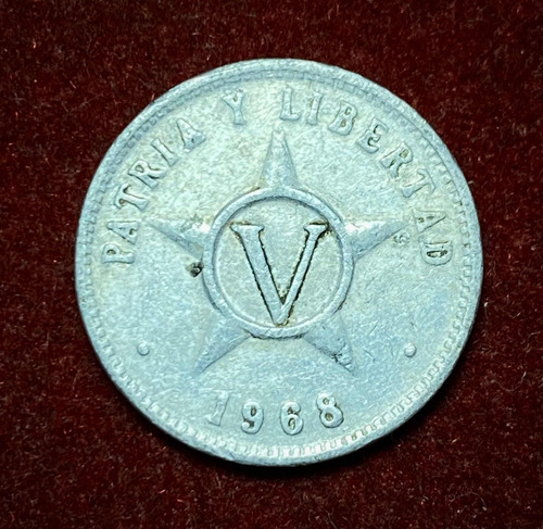 Moneda 5 Centavos Cuba 1968 Km 34 Aluminio