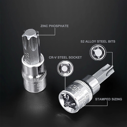 Juego De 13 Conectores Star Torx Bit T8-t70 H2-h14, Conector