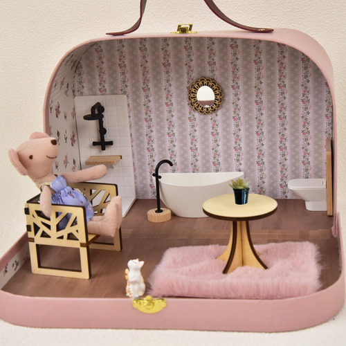 Conjunto De Banheiro De Casa De Bonecas, Banheiro De Casa De