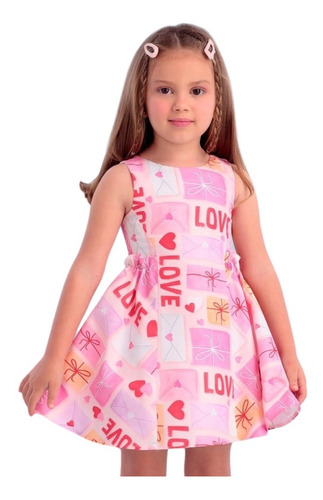 Vestido Infantil Rosa Corações Mon Sucré Lovely 22212 B.e.