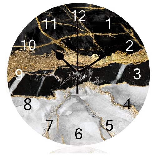Reloj De Pared Redondo Rústico Sin Tic-tac, Textura De...