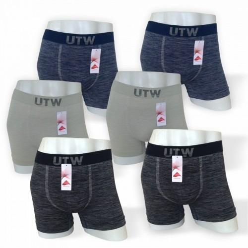 Cueca Box Utw Mescla Preto/cinza/marinho Kit 6 Peças Semless