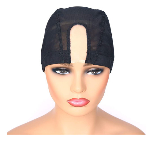 Btwtry Stretch 1.3x3inch U Part Wig Cap With Mono Lace Dome