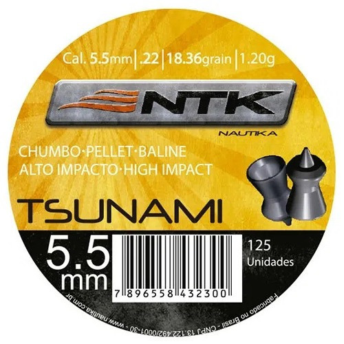 Chumbinho Munição 5,5mm C/125 Un Alto Impacto Tsunami-ntk