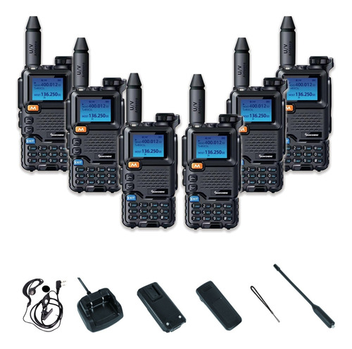 Radios De Comunicación Largo Alcance Uv-5r+ Amfm Uhfvhf Kit6