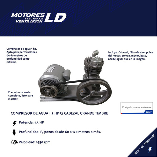 Compresor De Agua 1.5 Hp Completo Bombeador Para Pozo