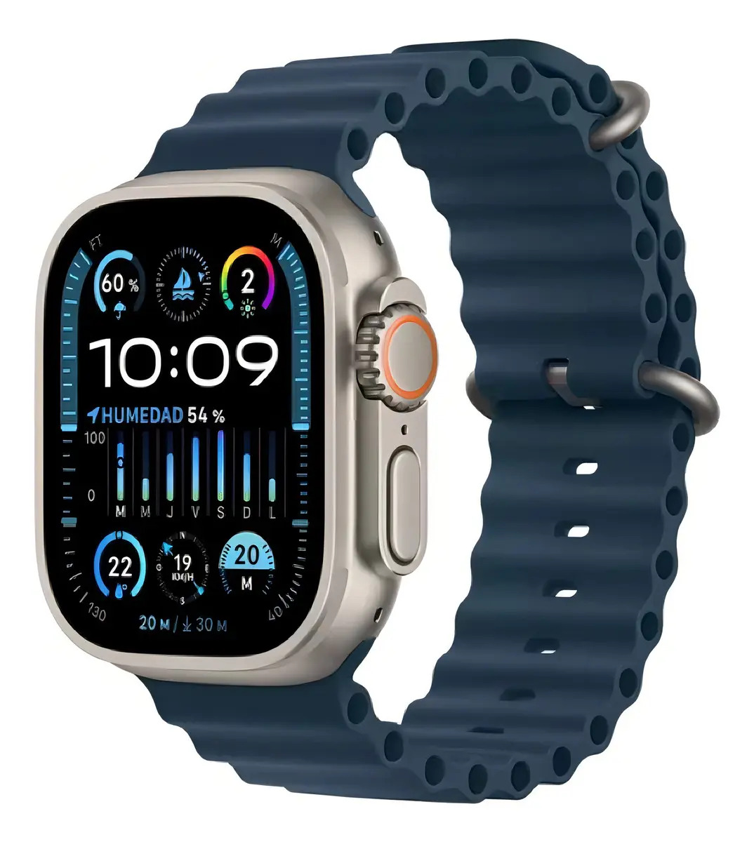 Apple Watch Ultra 2 GPS + Cellular • Caixa de titânio – 49 mm • Pulseira Oceano azul