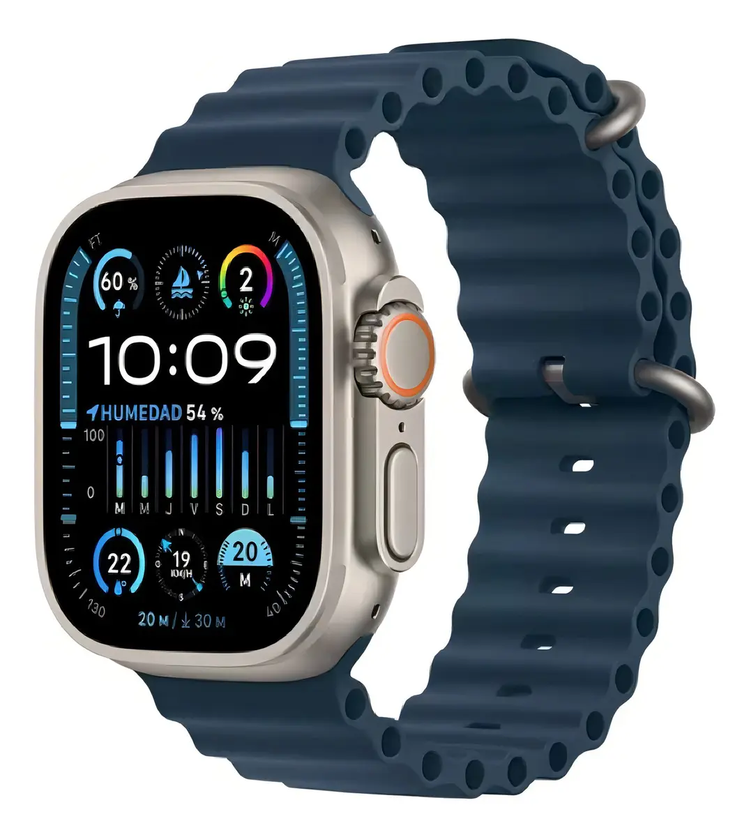 Apple Watch Ultra 2 GPS + Cellular • Caixa de titânio – 49 mm • Pulseira Oceano azul - Excelente (Recondicionado)