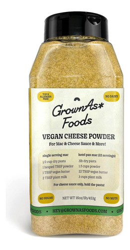 Grownas Queso Vegano En Polvo, 1 Libra - Condimento De Queso