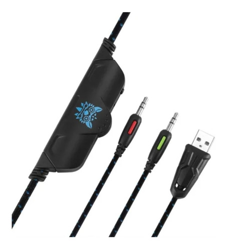Audífonos gamer Onikuma K1-B black y blue con luz LED