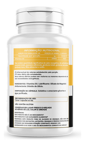 Vit D3 2000 Ui Und C/ 60 Cápsulas 500mg