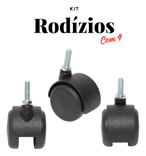 4 Rodízios Para Cama Box Ou Baú E Móveis Em Geral Rosca 5/16